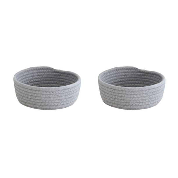 Advancent Cestas de almacenamiento de cuerda de algodón útiles, caja organizadora de escritorio tejida, llave de verduras, ropa sucia, cesto Gris 20*20*8 cm/0.16 kg 2piezas