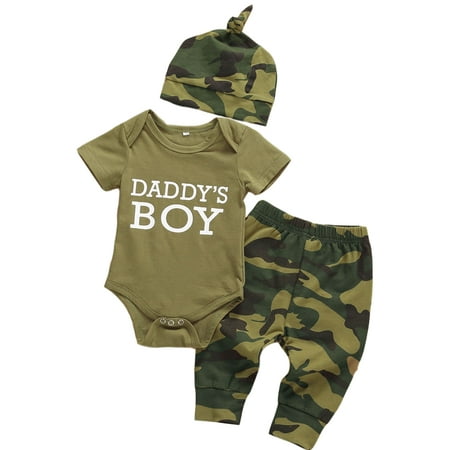 

Bmnmsl Baby Camouflage Romper Pants With Hat Headwear Daddy’S Day Outfits