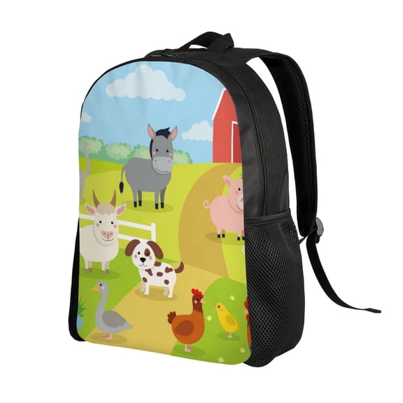 Ratiio Farm Animals 3 Print Backpack with Padded 15-inch Laptop Sleeve- Spacious and Durable Daypack for Work and Travel