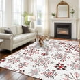thumbnail image 2 of 8x10 Area Rugs for Living Room, White Snowflake Christmas Non Slip Area Rugs for Kitchen Bedroom Entryway, Xmas Winter Abstract Art Washable Carpet Runner Rug Floor Mats for Bedroom Home Decor, 2 of 9