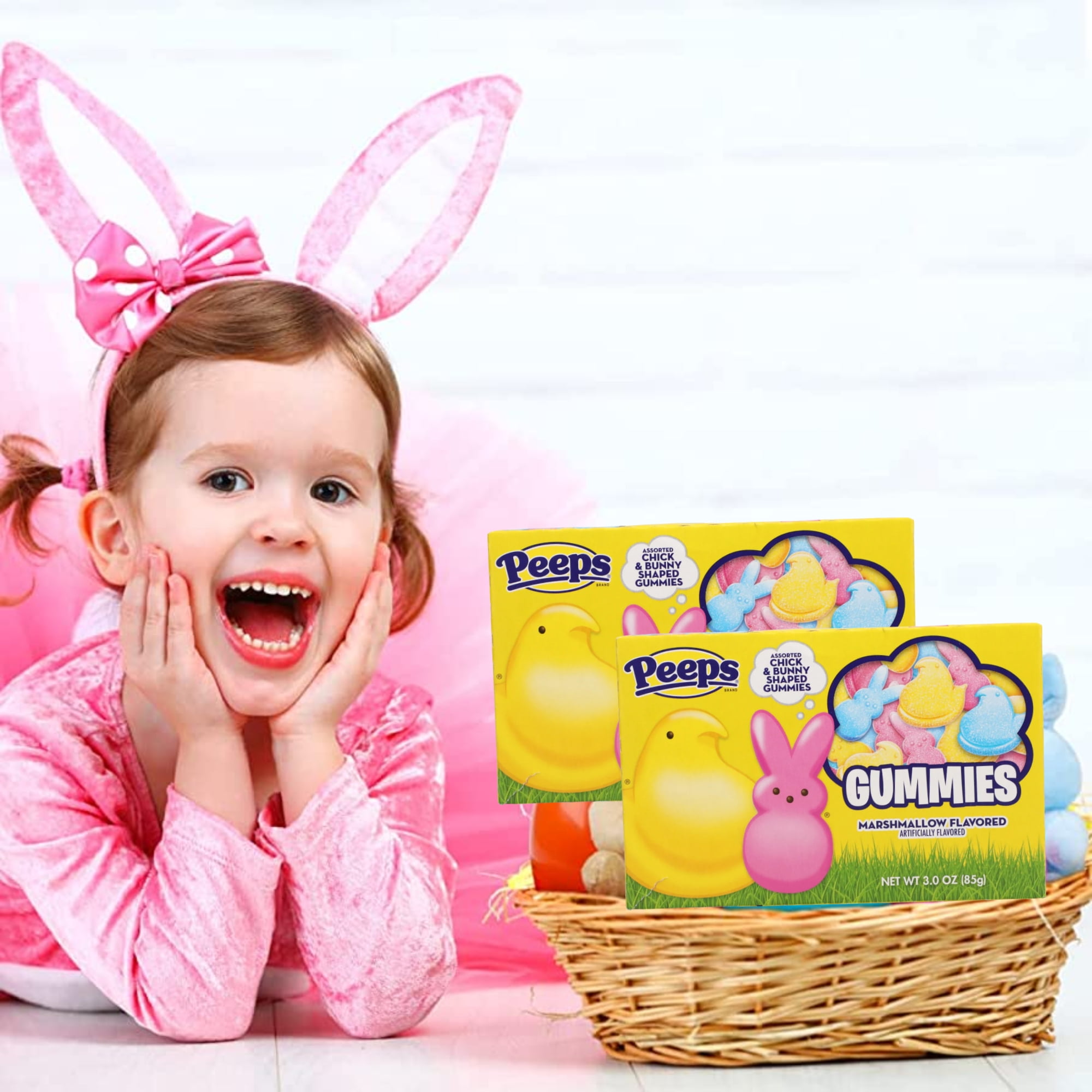 Peeps Marshmallow Flavored Gummies, Assorted Chicks, and Bunnies Chewy Candy for Kids Adults Snacks Easter Egg Hunt Basket Stuffer Goodies Bag Filler Spring Holiday Birthday Party Favor Pack of 6