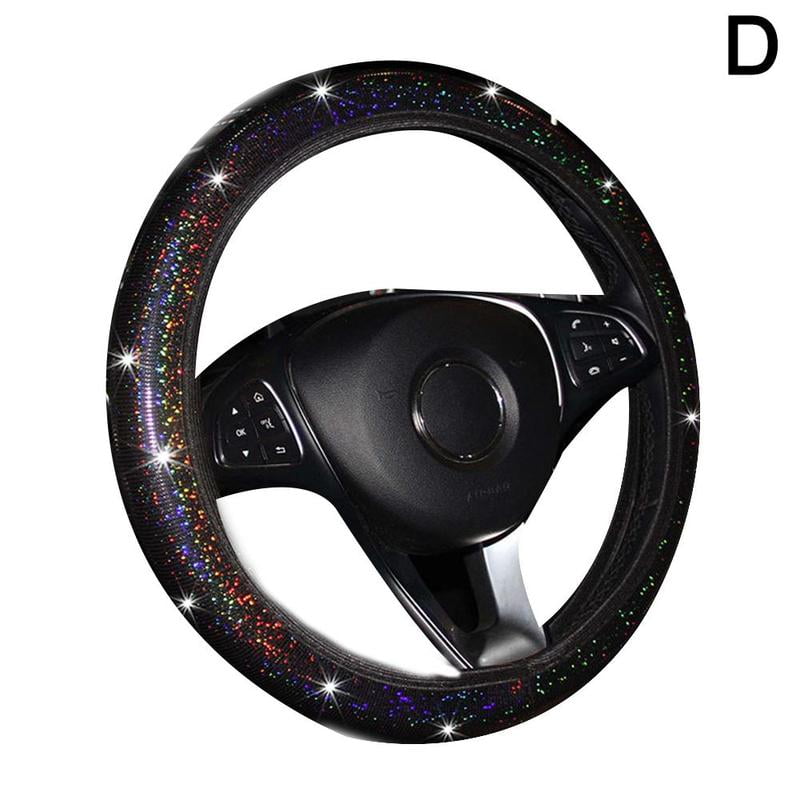 Diamond Bling Rhinestone Car Steering Wheel Cover For Pu Leather Sparkle Steering Wheel Cover