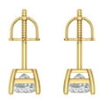 thumbnail image 4 of 14K Solid Gold Screw Back Stud Earrings for Women | 1.5 cttw Princess Cut Simulated Diamond | Yellow Gold, 4 of 5