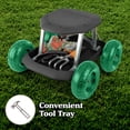 thumbnail image 2 of Pure Garden Gardening Stool - Rolling Garden Seat (Black and Green), 2 of 11