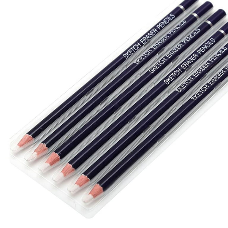 12pcs Eraser Pencils, White Professional Highlight Painting Eraser Portable  Wooden Eraser Pencils Set for Artists Sketch Charcoal Erase Modify