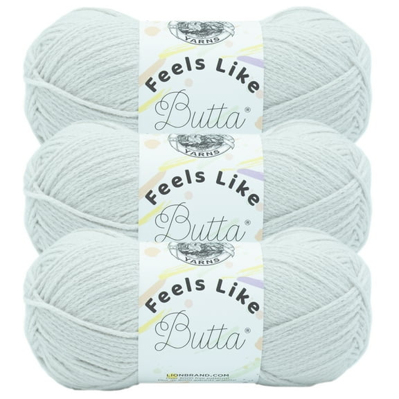 Lion Brand Yarn Feels Like Butta Rainy Day Medium Polyester Gray Yarn 3 Pack