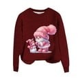 thumbnail image 4 of HOWPAY Chandails de Noël pour Femmes Style Noël Imprimé Blouse Décontractée Col Rond Manches Longues Chandail Confortable Léger Vêtements d'Automne Vin TG, 4 of 4