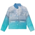 thumbnail image 4 of Jackets for Women Winter Coat Jackets Flannel Stand Collar Jacket(Tropical Ocean View,Size:S-4XL), 4 of 7