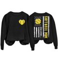 thumbnail image 3 of Baberdicy Women's Heart Print Hoodie Baseball Lettered Pullover Lightweight Long Sleeve Casual Sweatshirt, Black, L, 3 of 5