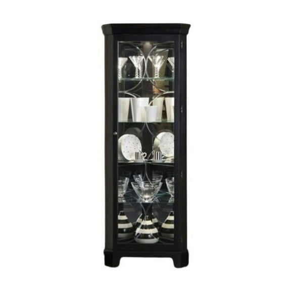 Bowery Hill Oxford Black Corner Curio Cabinet