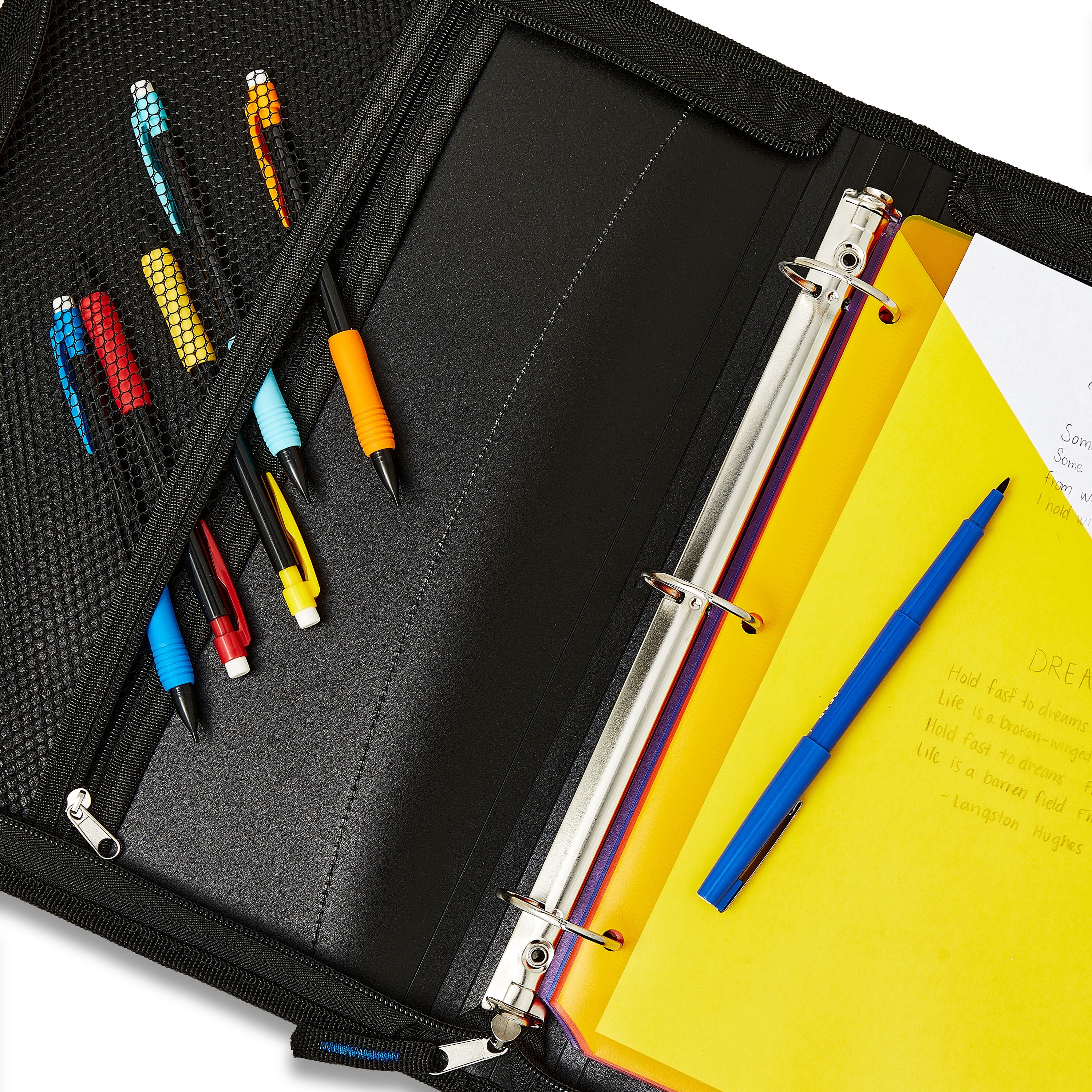 (2 pack) Pen+Gear Poly Zipper Binder, 1.5" Round 3 Ring , 10.75" x 1.75" x 13.5", Blue