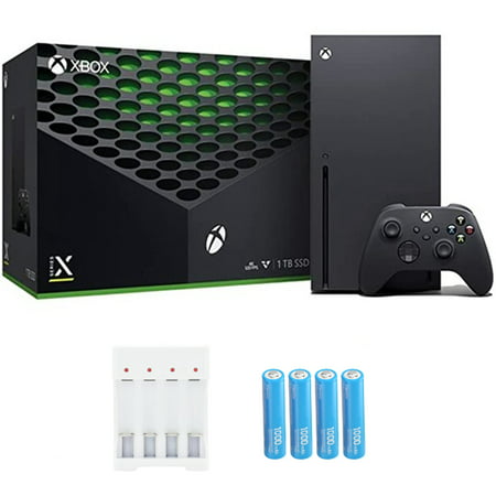 Microsoft Xbox Series X 1TB SSD Gaming Console with 1 Xbox Wireless Controller - Black, 2160p Resolution, 8K HDR, Wi-Fi, w/Batteries and Charger Accessories Set