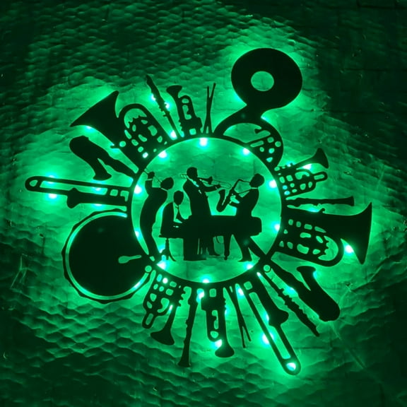Handmadetneonsign Jazz Band With Instrument Metal Wall Art Light, Music Band Metal Sign Wall Decor