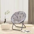 thumbnail image 6 of VECELO Folding Chair, Soft Faux Fur Saucer Chair with Metal Frame, Cozy Moon Chair for Bedroom, Living Rooms, Apartments, Garden and Courtyard, Gray, 6 of 12