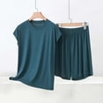 thumbnail image 2 of Njagoc3 Women's V Neck Lounge Set Short Sleeve Top with Contrast Piping and Shorts 2 Piece Summer Sleepwear, 2 of 6