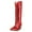 Red, variant on Women Fashion Sequin Cowboy Boots Western Bling Cowgirl Knee High Boots Almond Closed Toe Pull On Chunky Heel Wide Calf Boots Shoes Size 11 Black
