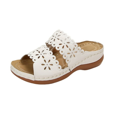 

Jungdeepe Women Shoes Thick Soled Wedge Sandals Fashionable Flower Hollow One Leg Sandals