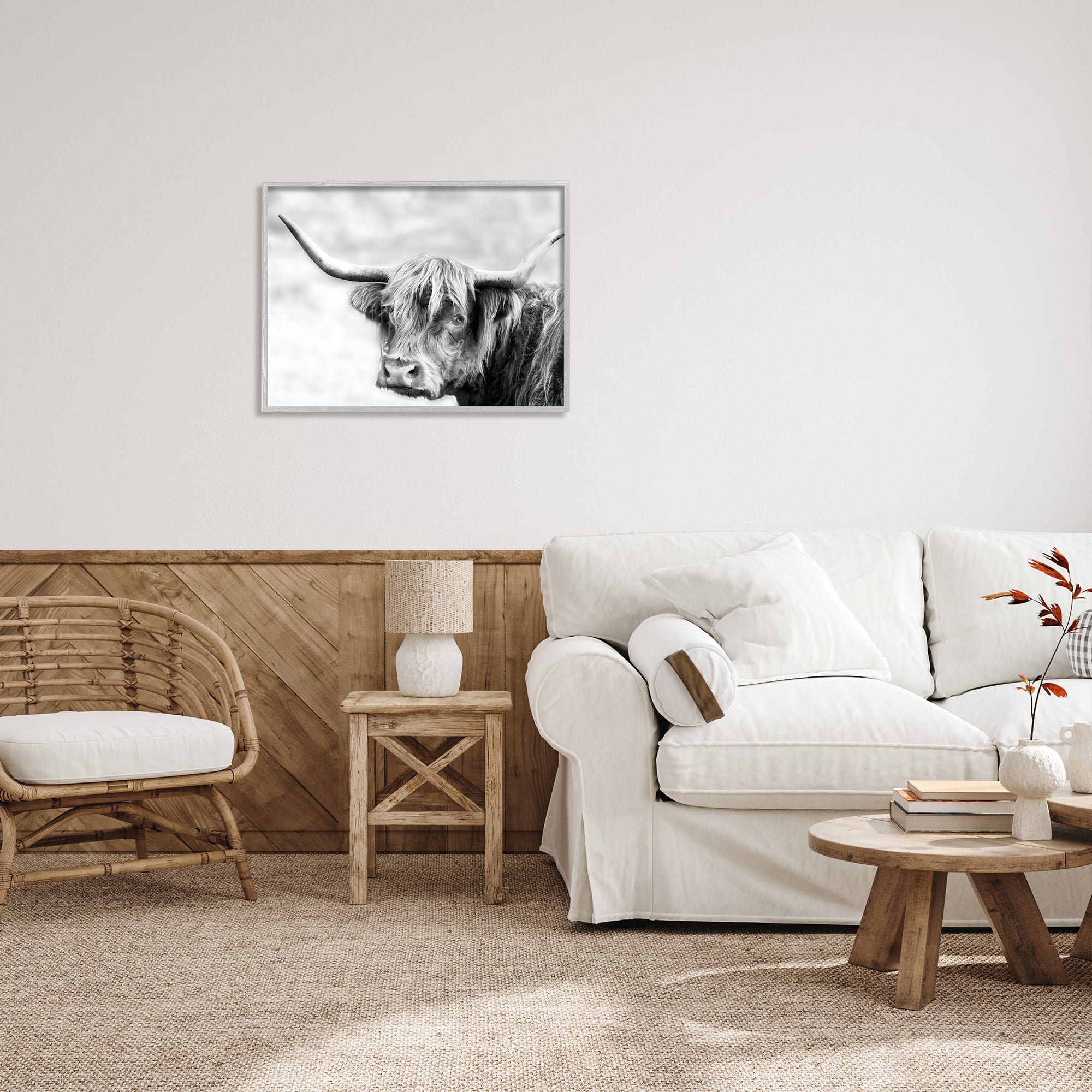 Stupell Industries Bold Country Cattle Black White Photography Wild Animal, 30 x 24, Design by Danita Delimont