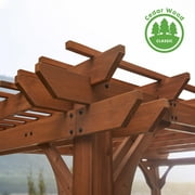 Backyard Discovery Ashland 14x10 Cedar Wood Outdoor Pergola Kit, Trellis Roof, Bar Top