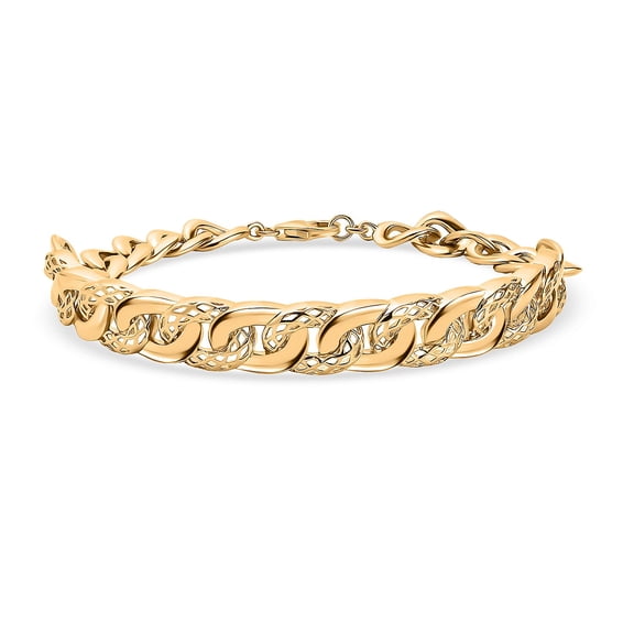 Curb Link Chain in 18K Vermeil Yellow Gold Over Sterling Silver Bracelet 7.25 In 19.70 Grams Christmas Gifts