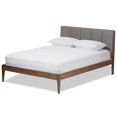 thumbnail image 1 of Baxton Studio Ember King Platform Bed in Light Gray and Walnut Brown, 1 of 7