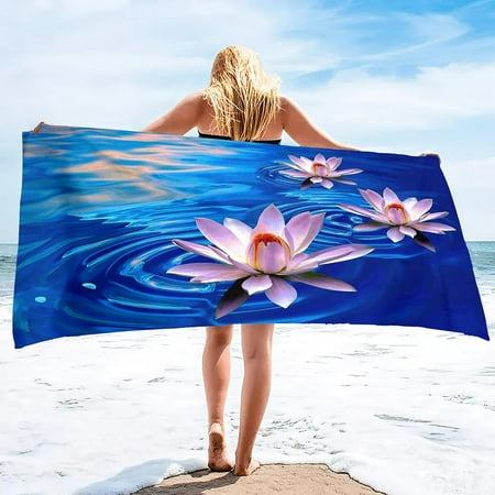 Beach Towels,Water Lilies Multipurpose Towels Sand Free Beach Towels Overd,Large Colorful Bath Towel Extra Absorbent (5)