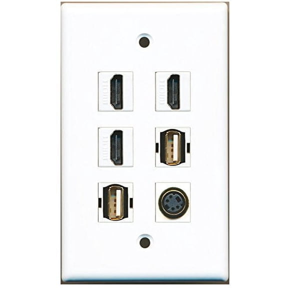 RiteAV - 3 HDMI 2 Port USB A-A 1 Port S-Video Wall Plate