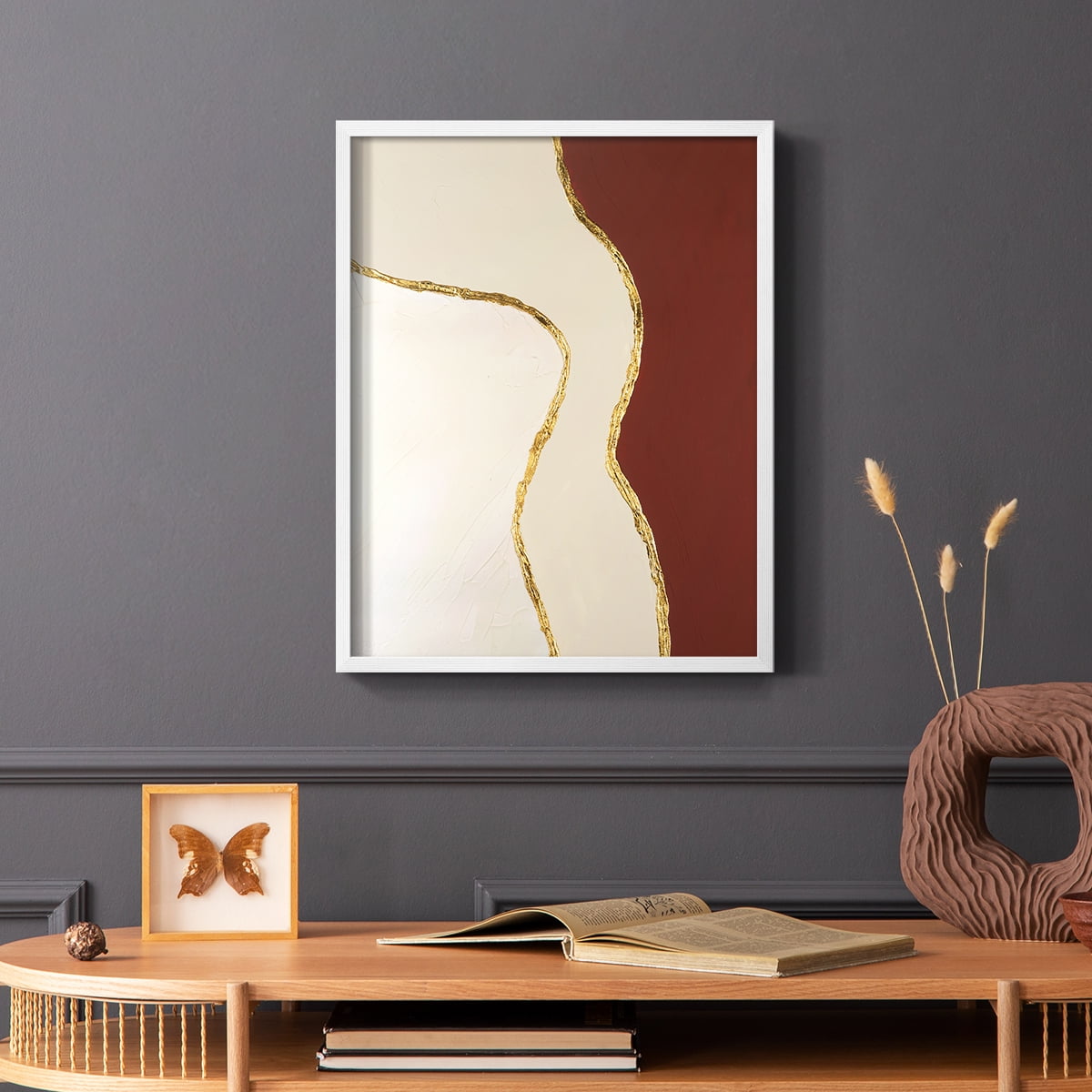 Allspice II Framed Print in White Solid Wood Framed Print No Nail Hanging