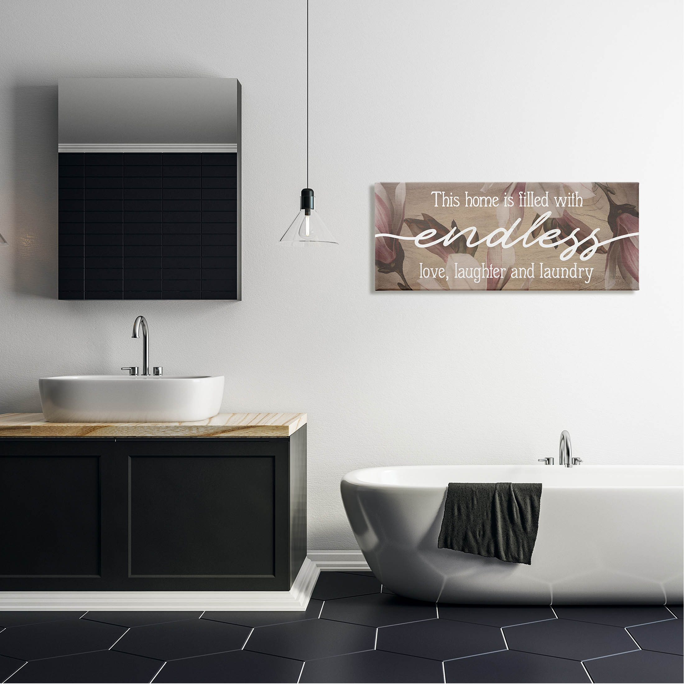 Endless Love Laughter Laundry Phrase Botanical & Floral Graphic Art Gallery Wrapped Canvas Print Wall Art