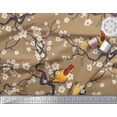 thumbnail image 3 of Soimoi Brown Silk Fabric Fish,Bird & Yacht Bird Print Sewing Fabric BTY 42 Inch Wide, 3 of 3