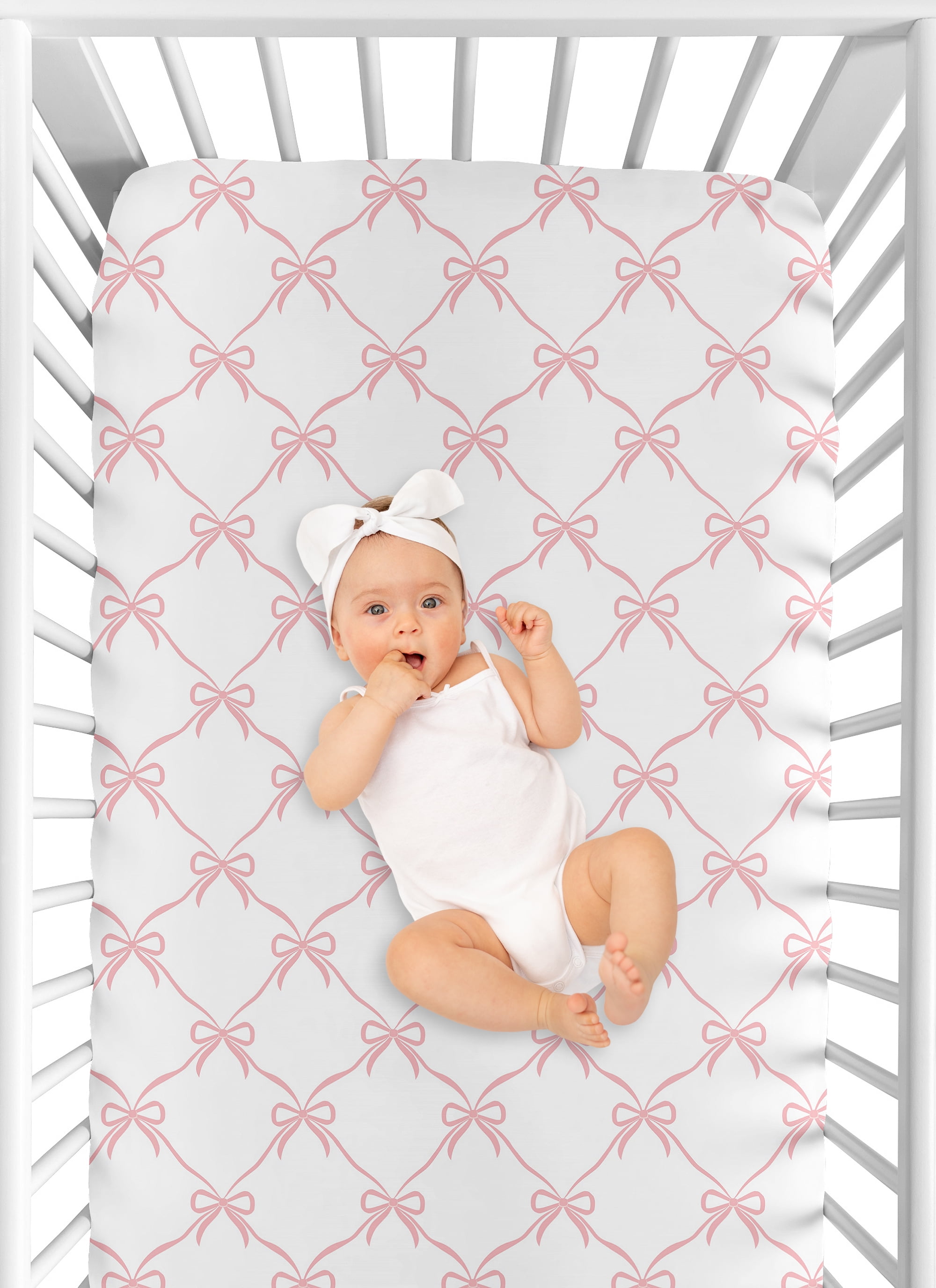 Sweet Jojo Designs Bow for Ballerina and Ballet Bows Collection Girl Fitted Crib Sheet