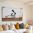 thumbnail image 4 of Banksy Girl Heart Canvas Wall Art,Banksy Girl Canvas Print Art, Banksy Wall Art, Extra Large Wall Art, Modern Wall Decor, Housewarming Gifts(40" W x 30" H，Framed), 4 of 10