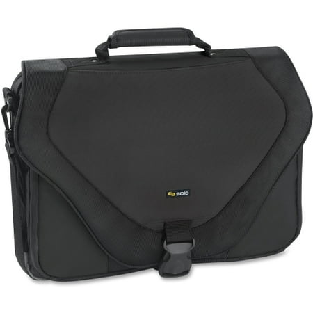 Solo PT920-4 Solo Classic Carrying Case (Messenger) for 17" Notebook - Black - Ballistic Poly, Polyester - Handle, Shoulder Strap