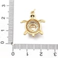 thumbnail image 3 of 10pcs Rack Plating Brass with Cubic Zirconia Pendants Long-Lasting Lead Free & Cadmium Free Tortoise with Jump Ring golden 21x18x4.5mm Hole: 3mm, 3 of 3
