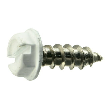 

#8-14 x 1/2 White Painted 18-8 Stainless Steel Hex Washer Head Sheet Metal Screws SMSHSS-323