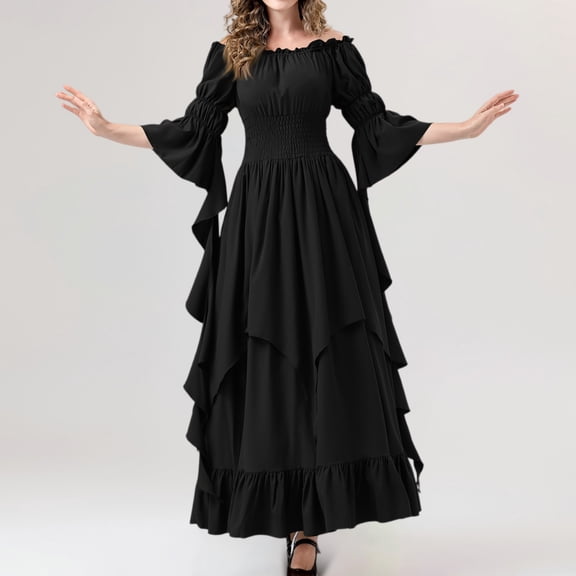Renaissance Costume Women, Renaissance Dress, Medieval Dress for Women, Fairy Dress, Victorian Dress Renaissance Costume Women Gothic Witch Dress Medieval Wedding Dress, Black L