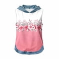 thumbnail image 7 of Erwazi Hooded Tops for Women Summer Sleeveless Denim Printed Vest Outdoor Activities Casual Jeans Tunic Top, 7 of 7