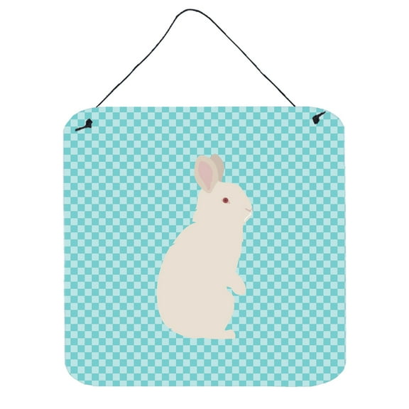 Carolines Treasures BB8139DS66 New Zealand White Rabbit Blue Check Wall or Door Hanging Prints, 6 x 6 in.