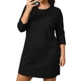 thumbnail image 2 of Plus Size Women's 3/4 Sleeve Nightgown Round Neck Mini Sleep Dresses Fall Casual Loose Loungewear Dress L-5XL, 2 of 6