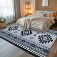 thumbnail image 5 of 5x8 Area Rugs, Blue Aztec Non-Skid Rubber Backing Large Rectangle Rugs - Living Room Bedroom Home Office, Boho Southwest Farmhouse Ethnic Motifs Indoor Floor Mat Carpets Washable Rug, 5 of 9