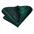 thumbnail image 7 of Hi-Tie Green and Black Paisley Silk Ties for Men Pocket Square Cufflinks for Wedding Party, 7 of 7