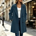 thumbnail image 5 of cocolona Womens Winter Trench Coat Notch Lapel Long Sleeve Classic Overcoat Solid Color Elegant Long Jacket, 5 of 6