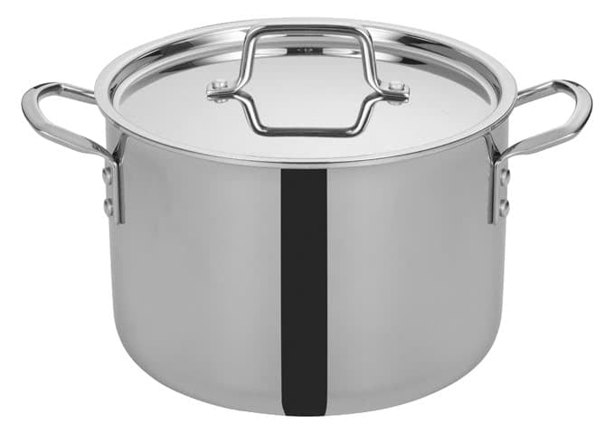 Winco TGSP-8, 8-Quart Tri-Ply Stainless Steel Stock Pot w/Lid, NSF ...