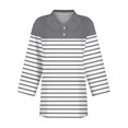 thumbnail image 3 of Pink Womens Blouses Womens Shirts Three Quarter Length Summer Striped Print Tops Collared Button Down T Shirts Breathable Trendy Tunic Tops Ladies Tops and Blouses, 3 of 4