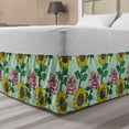 thumbnail image 1 of Flower Bed Skirt, Cartoonish Blossoming Sunflower and Roses Pattern, Elastic Bedskirt Dust Ruffle Wrap Around for Bedding Decor, 4 Sizes, Mint Green Multicolor, by Ambesonne, 1 of 2