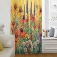 thumbnail image 6 of Vintage Sunflowers Botanical Sheer Curtains 54 Inches Long, Colorful Floral Daisy Light Filering Curtains, Breathable Simi Curtain Privacy Drapes for Kitchen Bathroom Small Window Treatment, 6 of 9