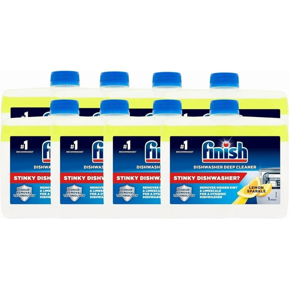 Finish Dual Action Dishwasher Cleaner Lemon Sparkle 250 ml (Pack of 8)