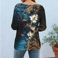 thumbnail image 6 of Levmjia Womens Tops Vintage Boho Floral Printed 3/4 Sleeve T Shirt Loose Casual Round Neck Blouse Pullover Polyester Comfortable All Season, 6 of 7