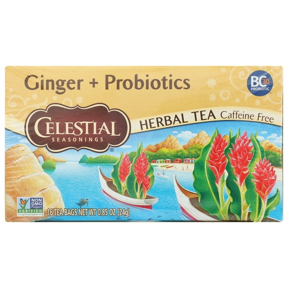 Celestial Seasonings Ginger & Probiotics Herbal Tea, 16 CT