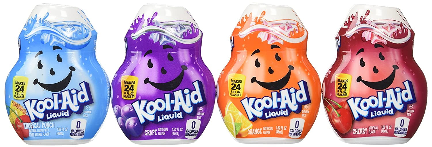 KoolAid Liquid Drink Mix 4 Pack (Cherry, Grape, Orange, And Tropical